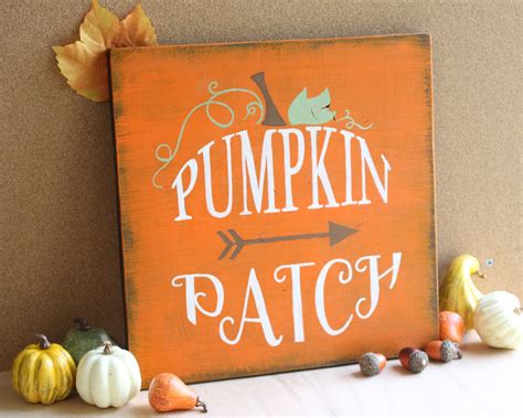 Wood Pumpkin Patch Sign Fall Plaque Wooden Halloween Pumpkin Etsy