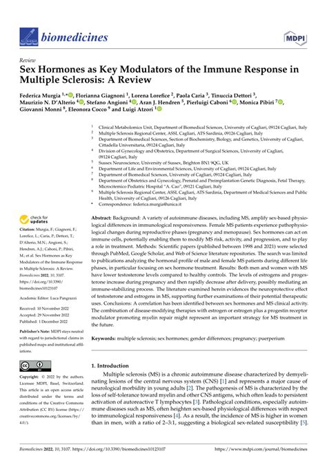Pdf Sex Hormones As Key Modulators Of The Immune Response In Multiple Sclerosis A Review