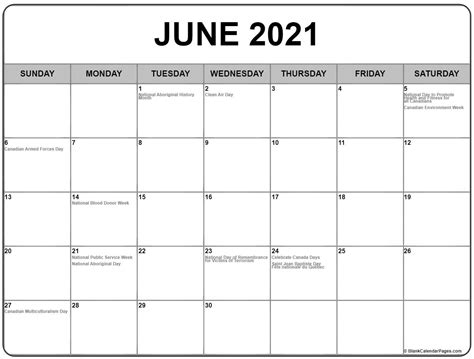 June 2018 Calendar With Holidays