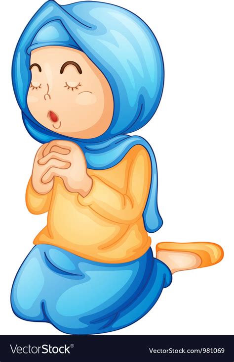 Muslim Girl Praying Royalty Free Vector Image Vectorstock
