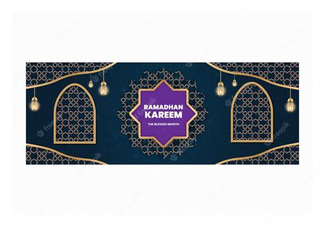 Premium Vector Realistic Ramadan Horizontal Banners With Abstract