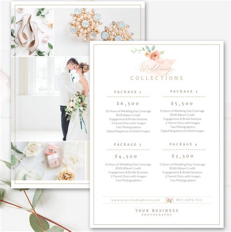Photography Price List Template Wedding Price Sheet