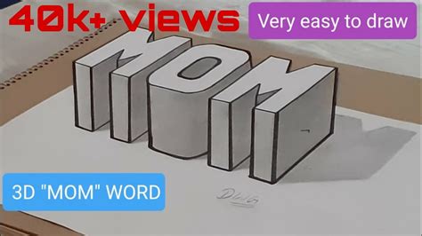 3d Mom Word Easy 3d Art On Paper Mother S Day Special👩 Youtube