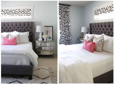 Modern Gray Bedroom Great The Pop Of Color With The Coral