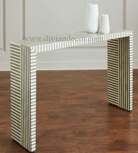 Black And White Rectangular Sleek Bone Inlay Console Table ...