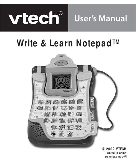 Vtech Write And Learn Notepad User Manual Pdf Download Manualslib