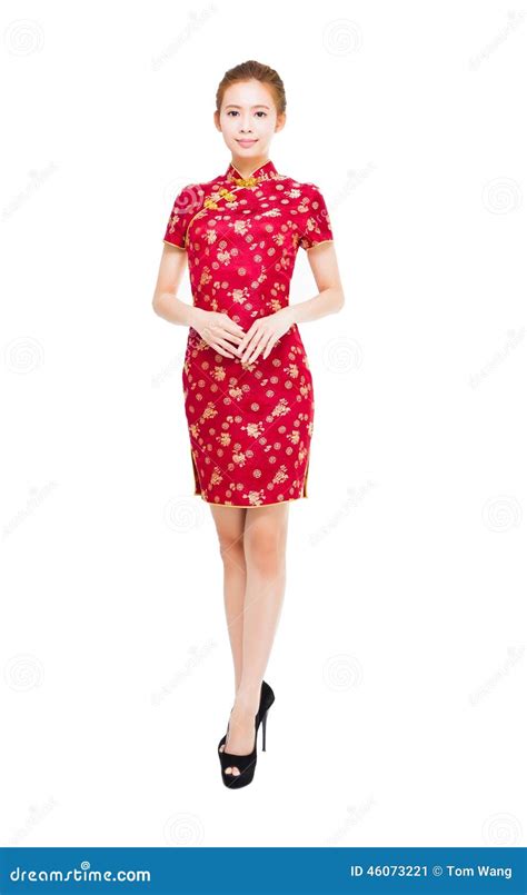 Young Woman Making A Elegant Pose With Cheongsam Stock Image Image Of