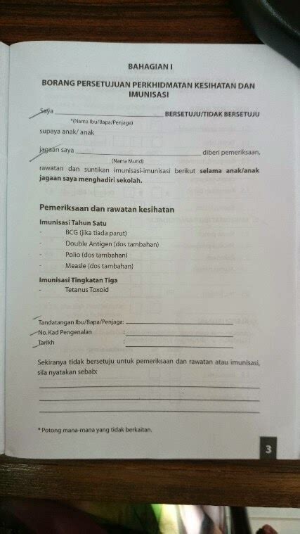Borang persetujuan perkhidmatan kesihatan dan imunisasi; Life is beautiful...don't waste it. : Rekod Kesihatan ...