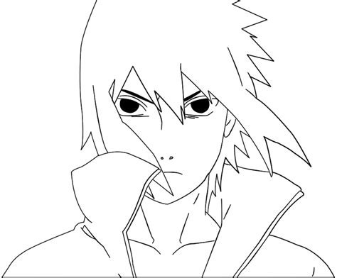 Naruto Sasuke Drawing Outline Sketch Coloring Page