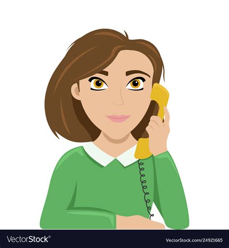 Woman Talking On Phone Work Talk Retro Phone Vector Image