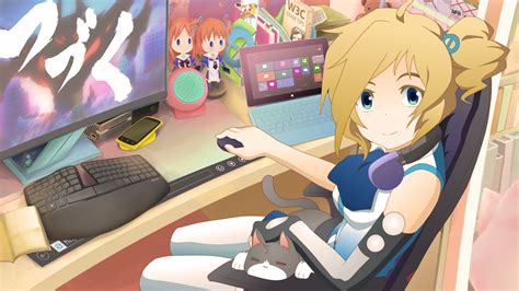 The best way to hold a computer mouse is to not rest your wrist or forearm on the desk. Female anime holding computer mouse and infront of ...