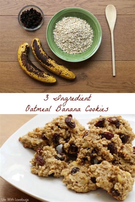 They are a very simple and light version of the traditional oatmeal cookie with added dark chocolate chips. 3 Ingredient Oatmeal Banana Cookies - Life With Lovebugs
