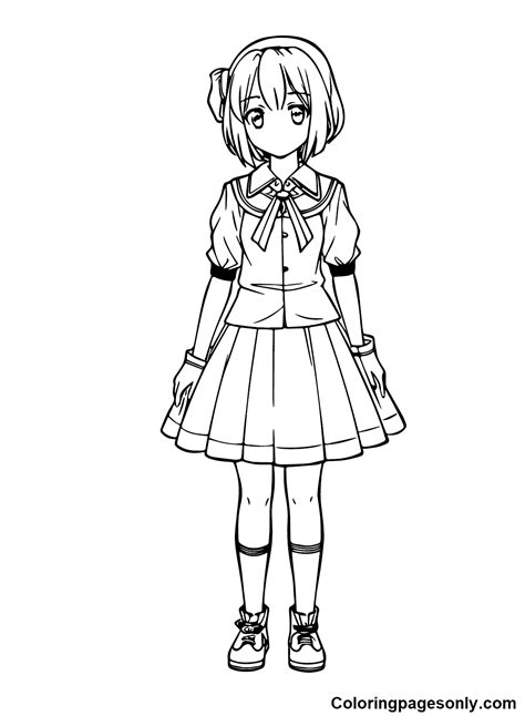 Hot Anime Girl Coloring Page Free Printable Coloring Pages