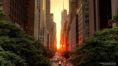 Hd Wallpaper Manhattanhenge New York City Sunrisessunsets