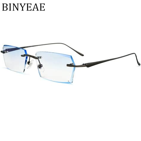binyeae brand titanium high quality rimless ready glasses myopia and reading eyeglasses with