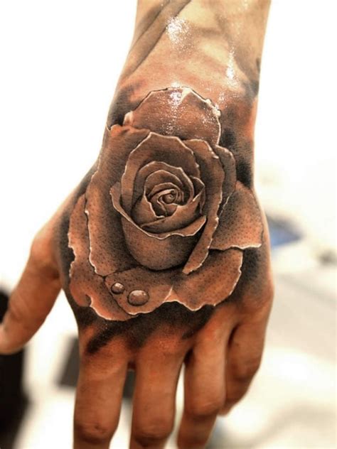 Watercolor waterdrop tattoo tattoos for guys tattoo designs. 3D like awesome black and white detailed rose with water ...