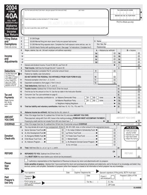 Alabama Tax Form 40 Instructions 2020 Fill Online Printable