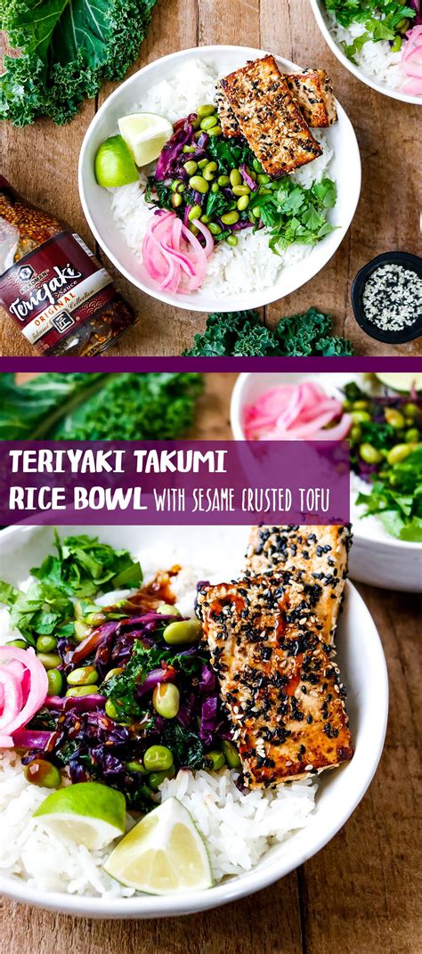 Kikkoman Recipe Teriyaki Takumi Rice Bowl With Sesame Crusted Tofu