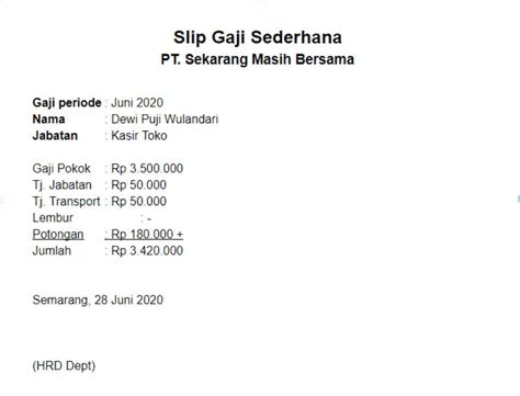 Contoh Slip Gaji Sederhana Yang Bisa Anda Download