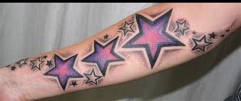 Love The Pink And Purple Shading In The Stars Best Star Tattoos Star Tattoos For Men Cool