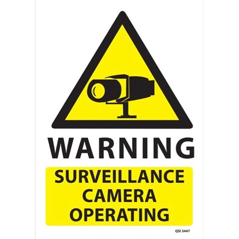 Highly visible to prevent potential accidents in the workplace. Warning Surveilance Camera Safety Sign 340x240mm ...