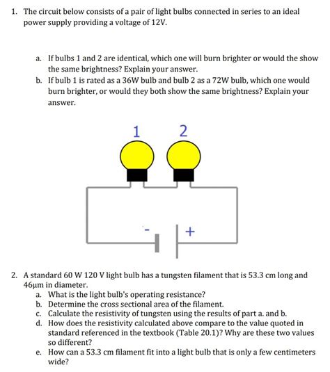 Solved The Circuit Below Consists Of A Pair Of Light Bulbs