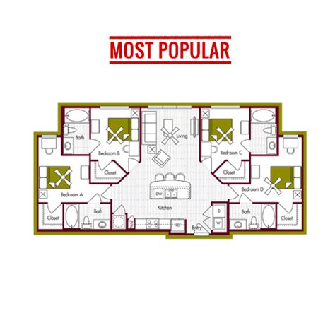 Floorplans Domain At Northgate Student Apartments For College