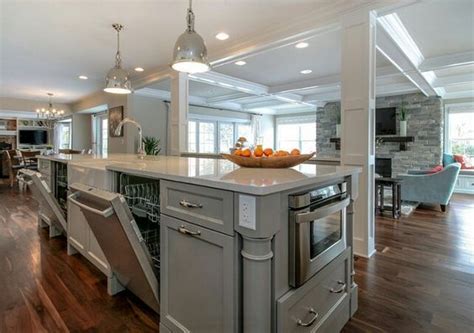 Kitchen island with dishwasher and sink. Double dishwasher in Island | Kitchen island with sink and ...