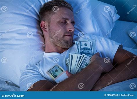 Man Sleeping With Bundle Of Currency Notes Stock Photo Image Of