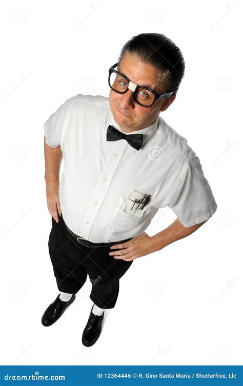 Nerd Standing With Hands On Hips Stock Photo Image Of Funny Silly