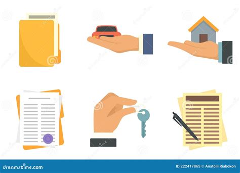 Lease Icons Set Flat Vector Isolated Stock Vector Illustration Of
