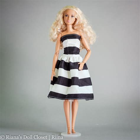 Striped Black And White Dress For Made To Move Barbie Doll Barbiedoll