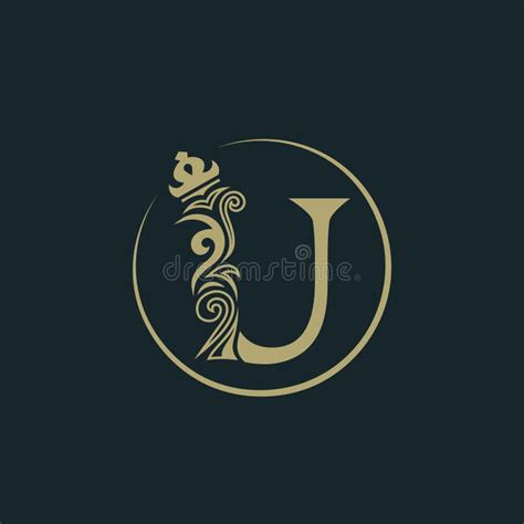 Elegant Letter U With Crown Graceful Royal Style Calligraphic