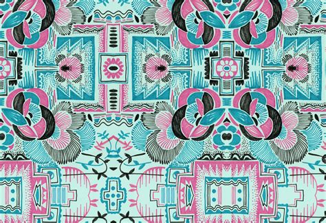 Felt Art Pink And Cyan Intricate Design Wall Coverings Wallpapers