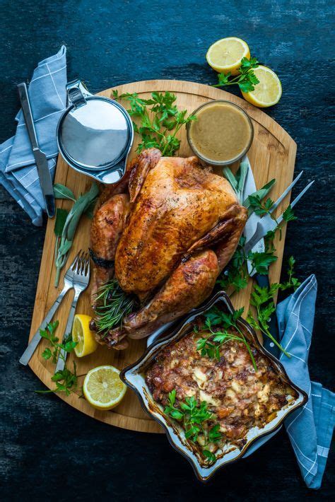 herb and lemon roasted turkey with rich gravy and sage and apricot stuffing turkey recipes