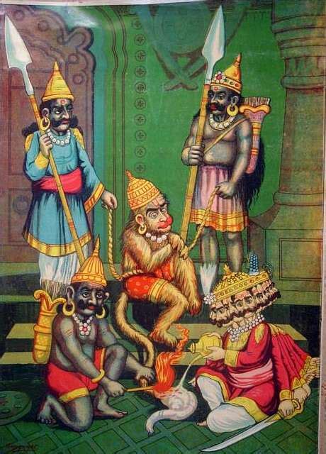 Hanuman Then Allows Himself To Be Captured By Ravana Who Sets His Tail
