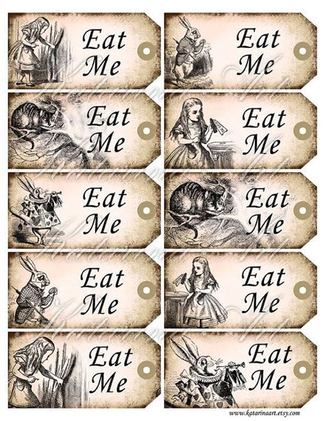 Alice In Wonderland Eat Me Printable T Hang Tag By Katarinaart My