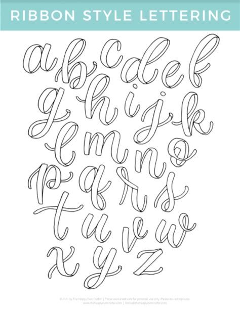 Step By Step Ribbon Handlettering With A Free Worksheet The Happy