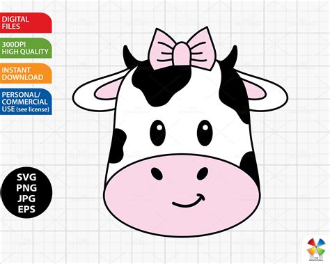 Baby Cow Svg Cute Cow Clipart Cow Head Svg Girl Cow Svg Etsy