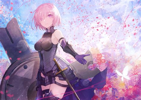 thkani mash kyrielight fate grand order fate series light purple hair commentary request