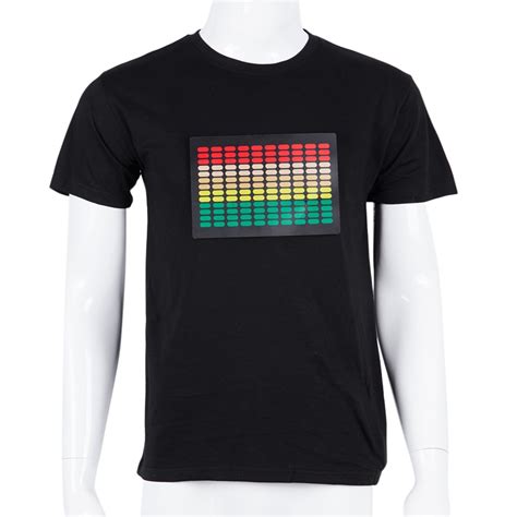 Men Sound Activated Led T Shirt Light Up Flashing Rock Disco Equalizer Short 1c6 Ebay
