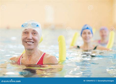 Happy Women Working Out In Water Stock Photo Image Of Happy Pool