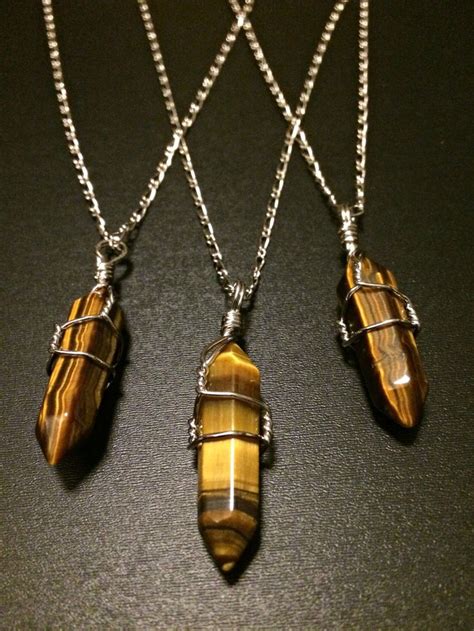 Tigers Eye Necklace Healing Crystal Necklace Crystal Point Etsy Eye