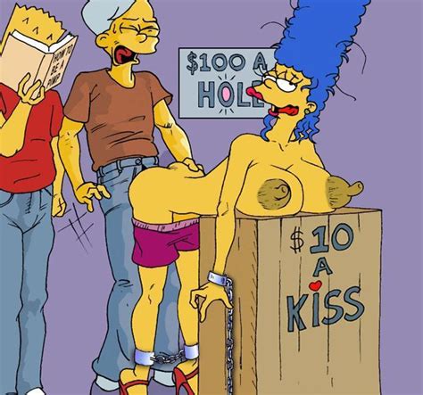 Rule 34 Bart Simpson Bent Over Bound Breasts Clothes Color Female Human Male Marge Simpson