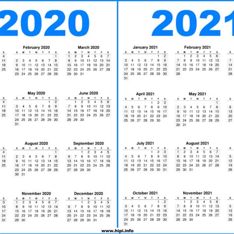 2021 And 2022 Printable Calendar 2 Year Calendar