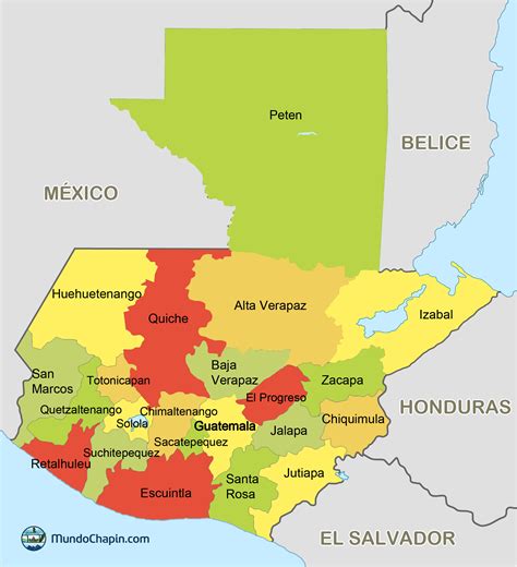 Mapa De La República De Guatemala Color Solo Lo Mejor De Guatemala