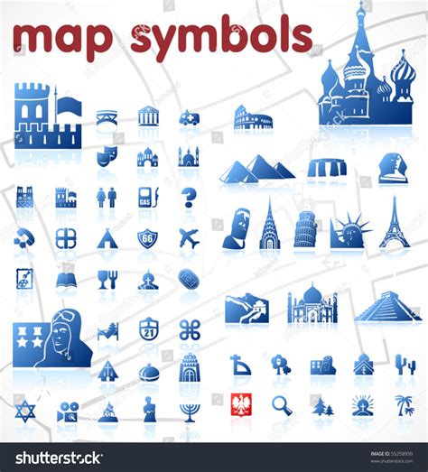 Vector Map Symbols 55258939 Shutterstock