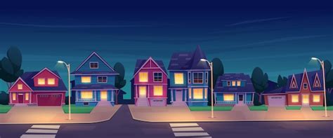 Free Vector Cartoon Style Neighborhood Houses Illustration