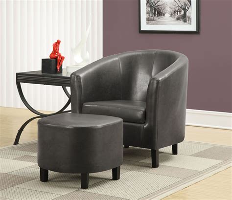 Monarch Specialties Contemporary Faux Leather Accent Chair In Grey With