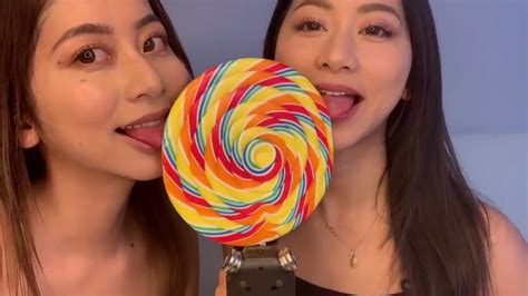 ASMRJapanese Twins licking Candy Sounds 双子で巨大キャンディを舐める音フェチ YouTube